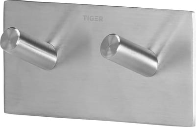 Tiger Square - Handdoekhaak dubbel - Zonder boren - Handdoekhaakjes - 3M tape - RVS geborsteld
