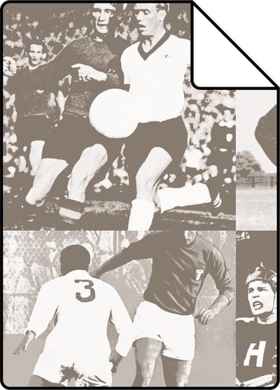 Proefstaal ESTAhome behang sporthelden sepia bruin - 26.5 x 21 cm - 138828-S