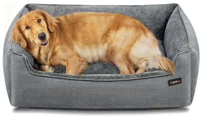 Feandrea - Hondenmand - Huisdierenbed met Verhoogde Randen - Antislip Onderkant - Comfortabel Kussen