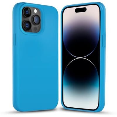 Coverzs Solid silicone case geschikt voor Apple iPhone 14 Pro (lichtblauw) - iPhone 14 Pro hoesje blauw - iPhone 14 Pro case geschikt voor Apple - Luxe siliconen hoesje met 3-laags bescherming