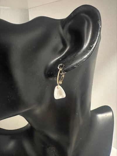 Goudkleurige oorringetjes met parelmoer blaadje | Make up | Parfum | Moederdag | Verjaardagscadeau| Cadeautje| Valentijnsdag| Kado | sieraden | vaderdag | oorbellen | oorsieraden