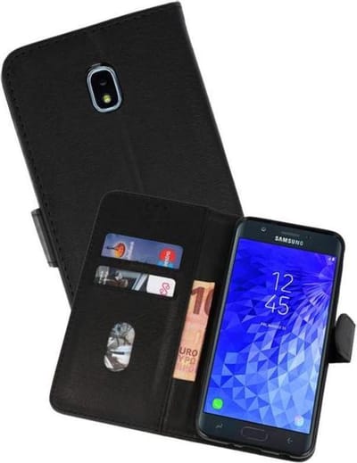 Hoesje Geschikt voor Samsung Galaxy J7 2018 - Kaarthouder Book Case Telefoonhoesje - Zwart