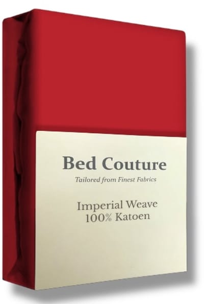 Bed Couture - Hoeslaken van 100% Katoen - Eenpersoons 90x200cm - Hoekhoogte 30cm - Ultra Zacht en Duurzaam - Rood