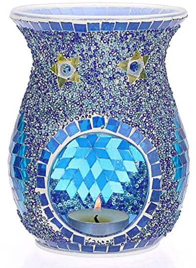Oliebrander van mozaïekglas - blauw - geurdispenser - creëer een ontspannen sfeer - ShopVlot