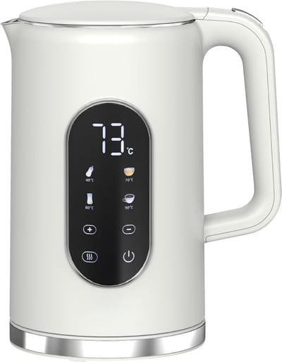 TIM® Waterkoker - Elektrische Waterkoker - Waterkoker RVS - Wit - 16cm x 12cm x 22cm