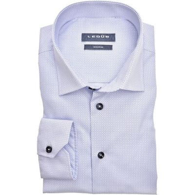 Ledûb Overhemd Abstract Fine Pattern Mouwlengte 7 Midden Blauw / male