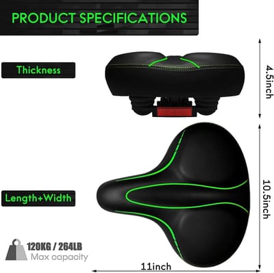 Ergonomisch Fietszadel Kussen met Schokabsorptie - Ademend en Extra Breed voor Comfortabel Fietsen op Stads- en Mountainbikes