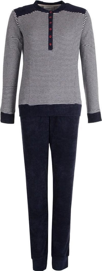 Pyjamaset Pastunette - Cozy Stripes - Blauw - Badstof - Maat 44
