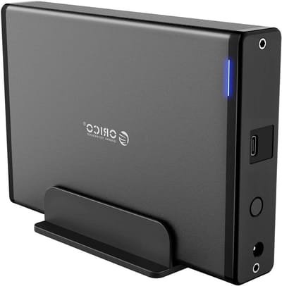 Externe 3.5" Hard Drive Behuizing met Afneembare Behuizing, USB 3.1 Gen 1 naar SATA 3.0 Adapter voor 3.5" HDD met 12V 2A Voeding, Geschikt voor 20TB Max, Blauw Display, Ideaal voor Opslag en Back-up