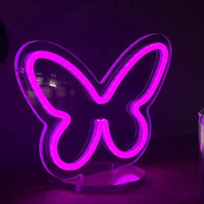 Neon Lamp - Vlinder Roze - Staand - Dimbaar - USB - Tafellamp - Neon Sign - Neon Verlichting - Neon Led Wandlamp