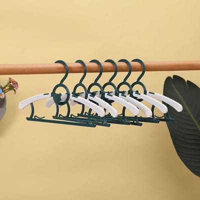 Antislip Baby Kledinghanger Verstelbare Opberg Hangers Leuke Kinderkleding Organizer Kast Kinder Baby Jassen Rek 5PCS donkergroene kleur