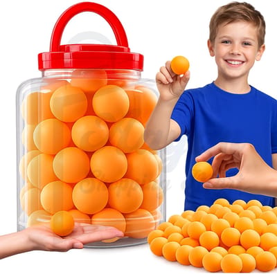 Tafeltennis Ballen 60 Stuks – Ping Pong Ballen Oranje – Trainingsset met Opbergcontainer – tafeltennis ballen – pingpong ballen 60 stuks – ping pong ballen – oranje ping pong ballen – ping pong accessoires – 88143