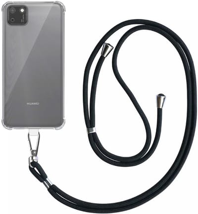 Smartphonica Telefoonhoesje Geschikt voor Huawei Y5P Transparant Schokbestendig met Afneembaar Universeel Telefoonkoord - Backcover Case Siliconen ShockProof with Lanyard