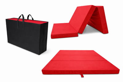 Slaapmat 2 Persoons 200 x 120 x 10 cm – Opvouwbaar Campingmatras met Draagtas – Dikke Ligmat voor Camping, Tent en Logeren, rood
