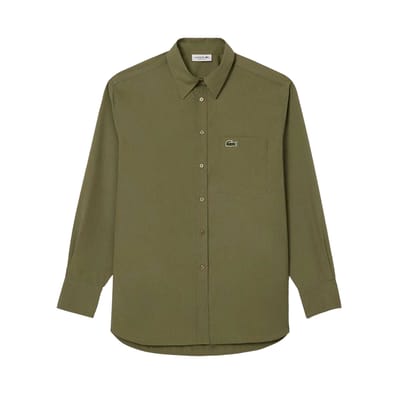 Lacoste Dames/Dames Popeline Oversized Overhemd (Kaki Groen)