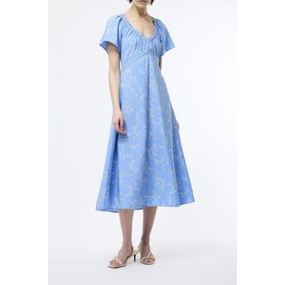 French Connection Daniella Faron Drape V Nk Midi Cornflower Blue Maat: 6 | Midi Jurken Outlet | Dames | Blauw