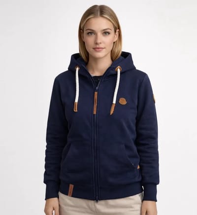 Lizzard Sports Dames Hoodie met Rits Navy Maat S - Dames vest met Rits en Capuchon - Comfort Fit
