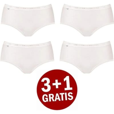sloggi Basic+ Dames Midi slip - 4-pack - Wit - Maat 38