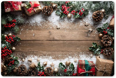 Placemats 45x30 cm - Placemat kunststof - 1 stuk - Kerstdecoratie - Geschenken - Hout - Veelkleurig - Borden onderleggers - Decoratie voor op tafel - Keuken tafeldecoratie accessoires - Vinyl onderlegger - Tafelversiering