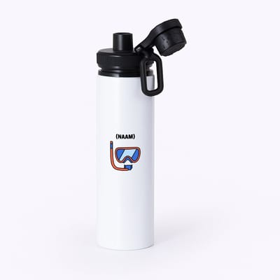 Hacebo® - Duikbril met eigen naam waterfles met draaidop zwart - Zwemmen - mensen die houden van zwemmen - gepersonaliseerde - sport - verjaardagscadeau - kado - gift - geschenk - verrassing - water fles - 850ML