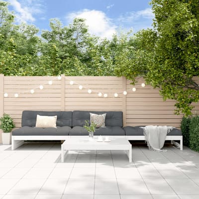 vidaXL - 4-delige - Loungeset - met - kussens - massief - hout - wit