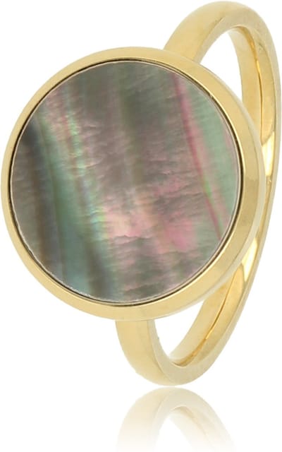 My Bendel - Ring Goudkleurig met Ronde Zwarte Parel - Goudkleurige Ring - Unieke Zwarte Parel - Elegante Uitstraling - met Luxe Cadeauverpakking | Sieraden Voor Dames | Maat 16.00 Mm / Maat 50