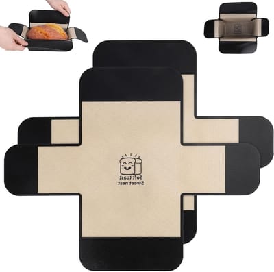 Set van 2 Siliconen Brood Bakvorm Inleggers, Antiaanbak Bakliners met Verlengde Zijden en Schattig Patroon voor Eenvoudig Brood Bakken en Overbrengen van Deeg, Geschikt voor 22.8x12.7cm of 0.7kg Broodvormen