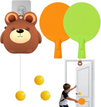Tafeltennis Set - Deur Pong Spel - Binnen En Buiten - Draagbaar Verstelbaar - 135cm Snoer - Beer