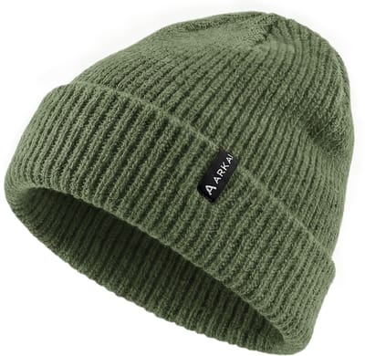 Nordic | Bosgroene geribde beanie in vissersstijl