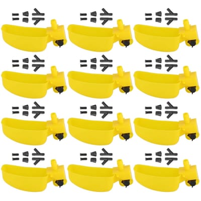 Lot de 12 abreuvoirs pour pigeons, cailles, abreuvoirs, bols, volailles, oiseaux, outils agricoles yellow