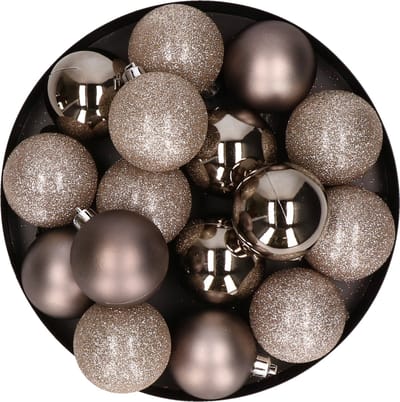 Cosy & Trendy Kerstballen - 12x - champagne - 6 cm - kunststof - kerstversiering - Onbreekbare plastic kerstballen