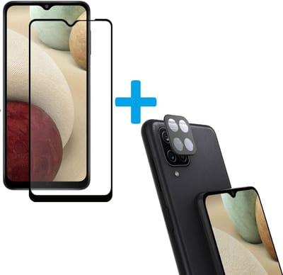 Volledige Dekking Scherm Tempered Glass Screen Protector + Camera lens Beschermer transparant Geschikt voor: Samsung Galaxy A12 5G