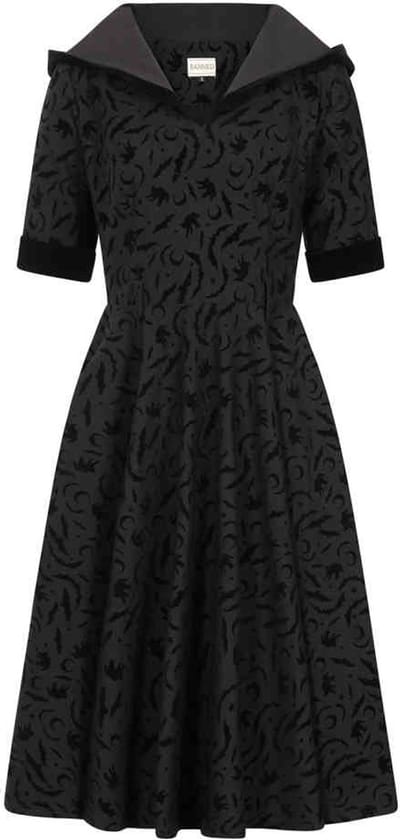Banned - Tara Halloween Night Hooded Flare jurk - S - Zwart