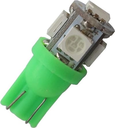 T10 - GROEN - 5 LED - 12V - 5050 SMD