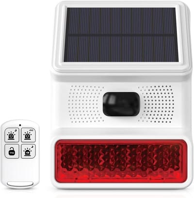 Solar Alarm - Bewegingsmelder Sirene - Beveiliging Buiten - 120DB Geluid - IP65 Waterdicht - Wit