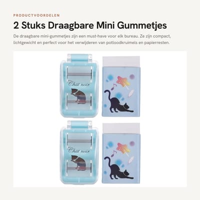 Dailygoods- Kruimelverzamelaar 2 Stuks - Draagbare Mini-Gumreiniger - Compact - Lichtgewicht - Kunststof/IJzer - Voor Kantoor/Huishouden - Bureau-reiniger