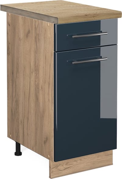 Vicco Fame-Line Keukenkasten – 40 cm, WB Eik Donkerblauw hoogglans