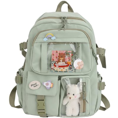 Canvas Schooltassen voor Tiener Meisjes Jongens Rugzak Vrouwen Laptop Rugzak Schooltassen voor Jongens Reizen With Accessories groen
