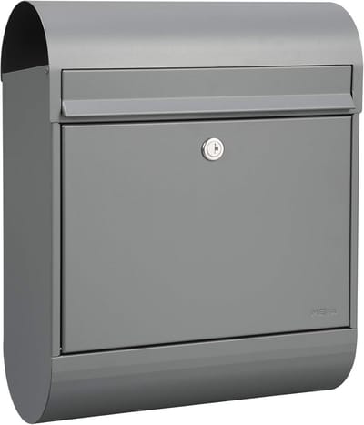 MEFA Brievenbus Ruby 866 met krantenrol (kleur grijs, met veiligheidsslot, afmeting 450x350x150 mm) 866510DE