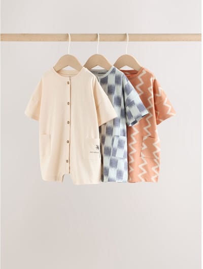 Next - Jongens - Verpakking van 3 jersey babyrompertjes - Naturel