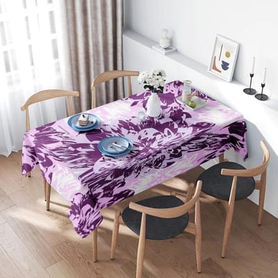 Moderne Bedrukte Tafelkleed Paars Wit Bloemenpatroon Eetkamer Decoratie Huisdecoratie 3D Printen Wasbaar 200x145cm