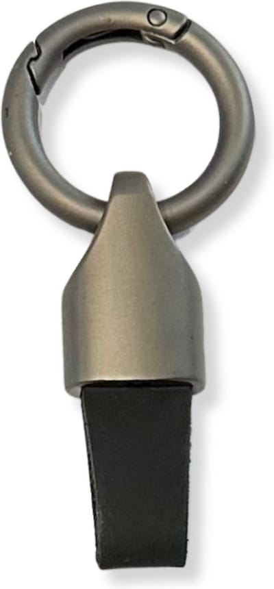 Luxe Sleutelhanger, Leren & Metaal Sleutelhanger, Kunstleer, Mat Zwart - Zwart