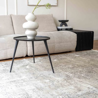 Vintage vloerkleed Ornament grijs/beige met franjes - 195 x 300 cm (L)