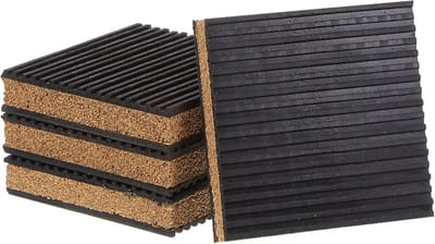 4 Stuks EVA Schuim Anti-trillingspads - 10.2cm x 10.2cm x 2.2cm, Geluidsisolatie, Antislip, Voor HVAC Systemen en Wasmachines, Zwart en Houtkleur