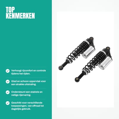Dailygoods- Achterschokdemper 340 Mm - Hoogwaardige Aluminiumlegering - Duurzaam en Stabiel - Glad en Schoon Oppervlak - Universeel voor ATV/SUV - Schokdemper