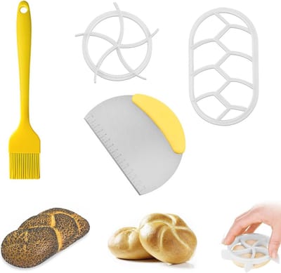 Set van 4 broodjesstempels met deegschraper voor perfect zelfgemaakt brood