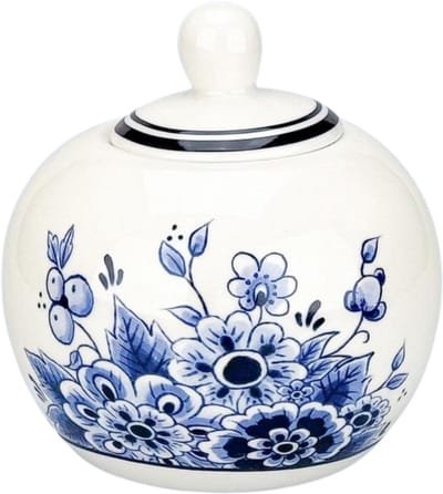 Suikerpot - Delfts blauw - Porselein - Typisch Hollands - bloemenmotief - Geschenkverpakking
