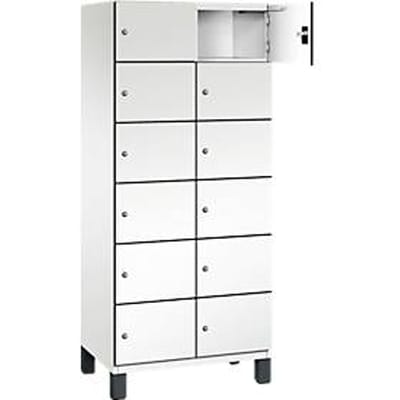 C+P Cambio lockerkast, 2 vakken, 12 vakken, op poten, B 800 x D 525 x H 1980 mm, verkeerswit/wit