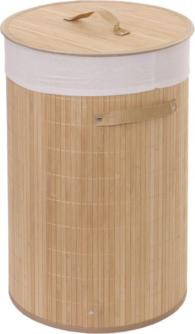 Wasmand MCW-C21, Wasbox Wasbox Wasbox, bamboe rond 59x35cm 50l ~ natuurlijke kleur