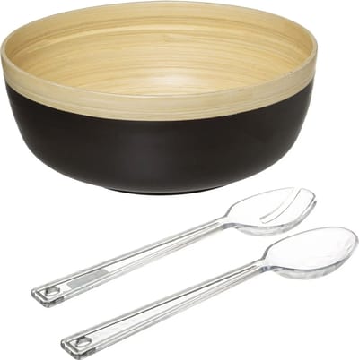 Secret de Gourmet Slakom/serveerschaal en slacouvert - Bamboe - D30 cm
